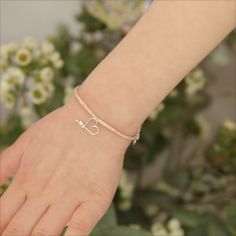 Bracelet cordon paillette Mon petit cœur argent (personnalisable)