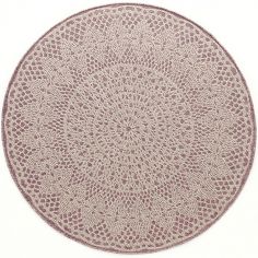 Tapis rond Crochet rose (135 cm)