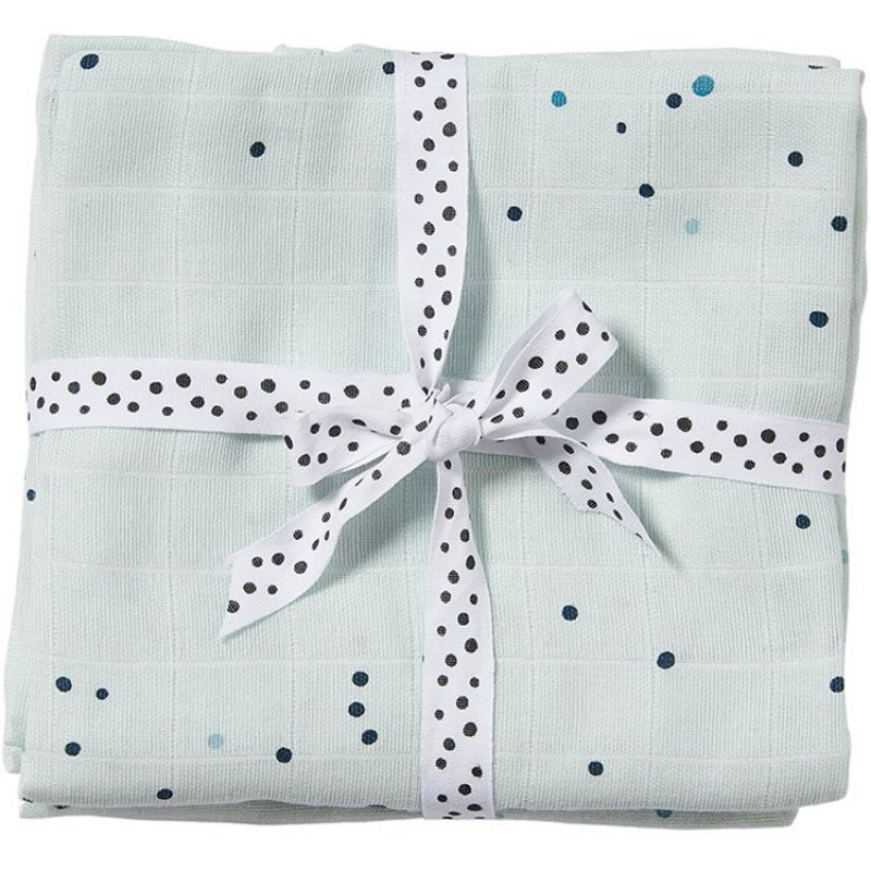Lot de 2 langes Dreamy dots bleu (70 x 70 cm) Done by Deer