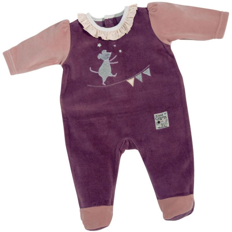 Pyjama violet Aimé et Céleste (3 mois : 60 cm) Moulin Roty
