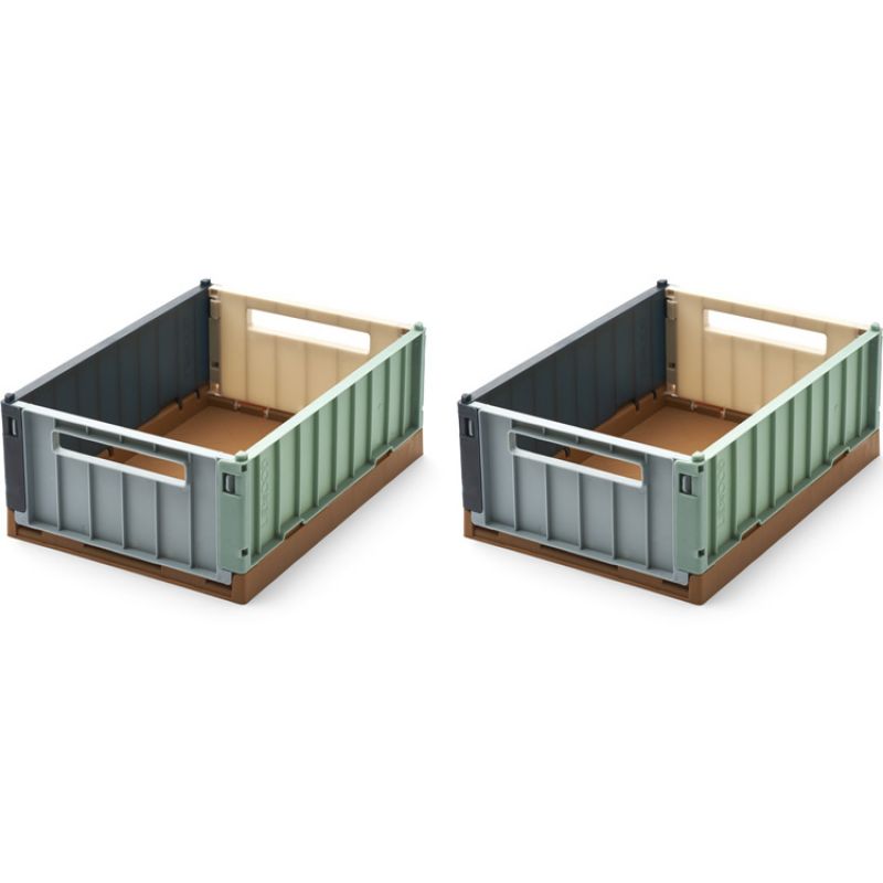 Lot de 2 caisses de rangement Sea blue multi mix (9,5 x 18 x 25 cm) Liewood