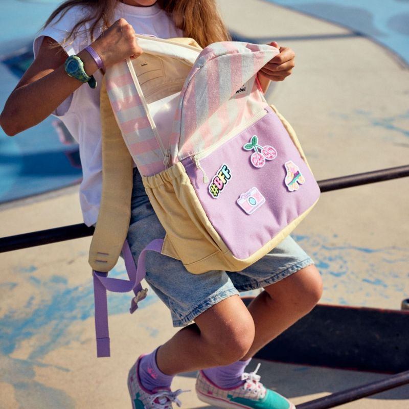 Sac à dos maternelle Rose rayé BEBEL Ambiance 6
