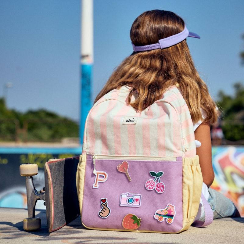 Sac à dos maternelle Rose rayé BEBEL Ambiance 7