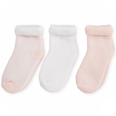 Lot de 3 paires de chaussettes rose et blanc (0-3 mois) Trois Kilos Sept