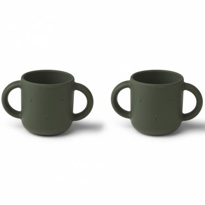 Lot de 2 tasses à anses en silicone Gene Lapin hunter green Liewood