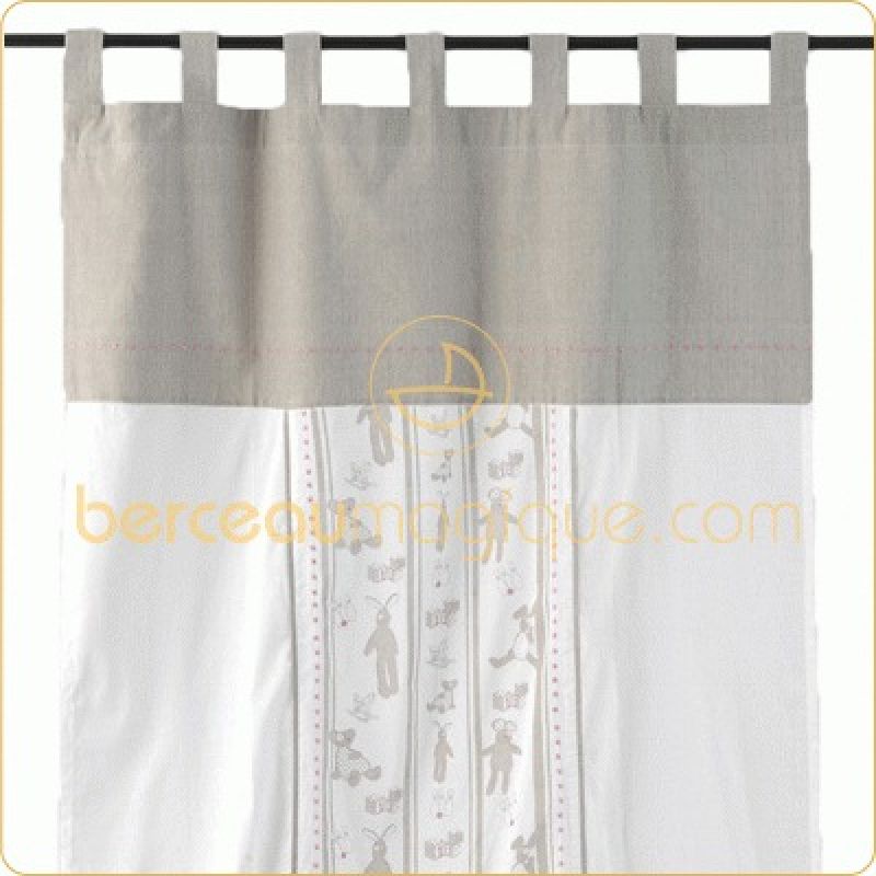 Rideau rose Mes doudous (110 x 250 cm) Amadeus Les Petits