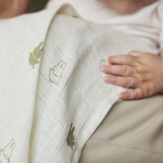 Lot de 3 langes en gaze de coton Happy Miffy Olive Green (70 x 70 cm)