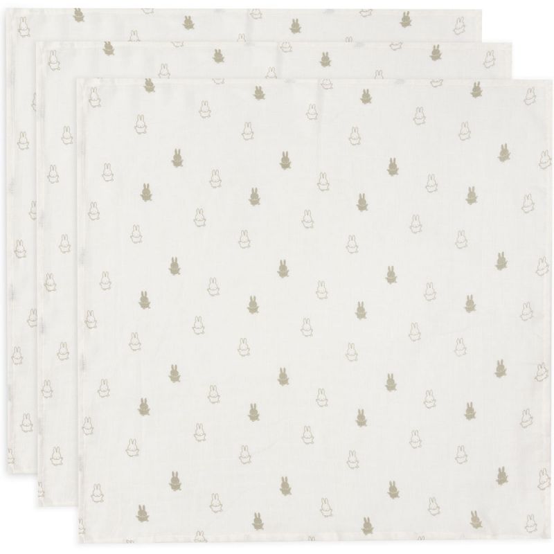 Lot de 3 langes en gaze de coton Happy Miffy Olive Green (70 x 70 cm) Jollein Produit 1 grande taille