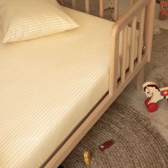 Drap housse en percale de coton Rayé Tournesol (70 x 140 cm)