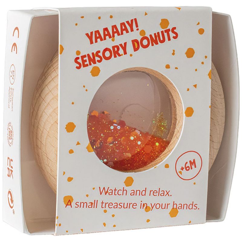 Hochet sensoriel Calm Donut orange Petit Boum Packaging 5
