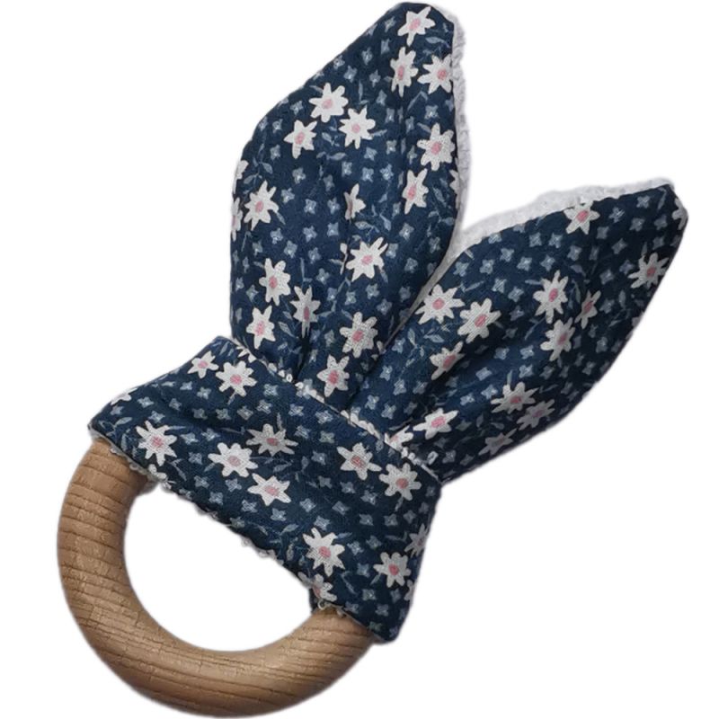 Anneau de dentition en bois Lapinou liberty bleu Tata Lucette