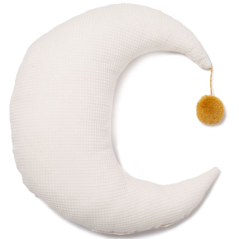Coussin lune Pierrot écru Nid d'abeille (36 x 32 cm) Nobodinoz