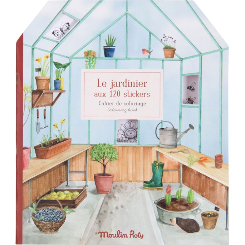 Cahier de coloriage avec 120 stickers Le jardinier Moulin Roty