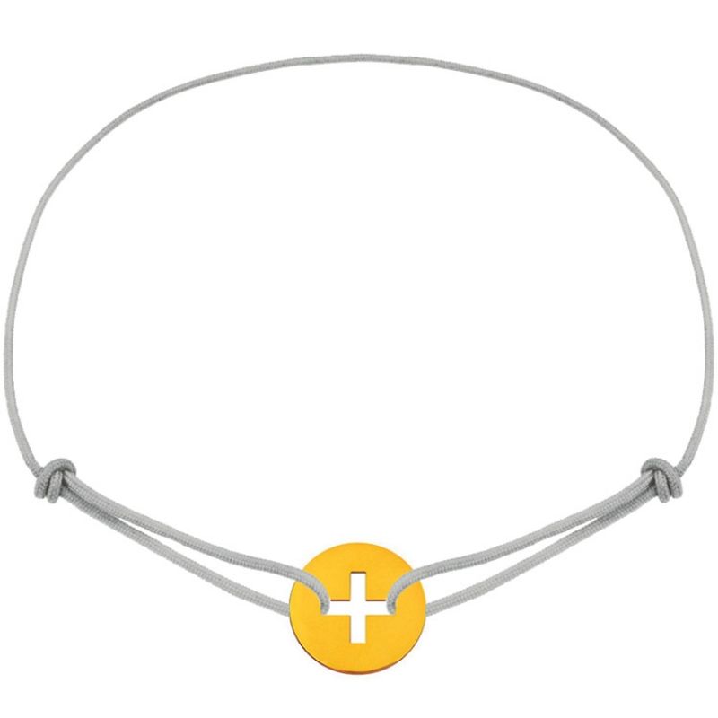 Bracelet cordon mini bijou croix grecque (or jaune 18 carats) Maison La Couronne