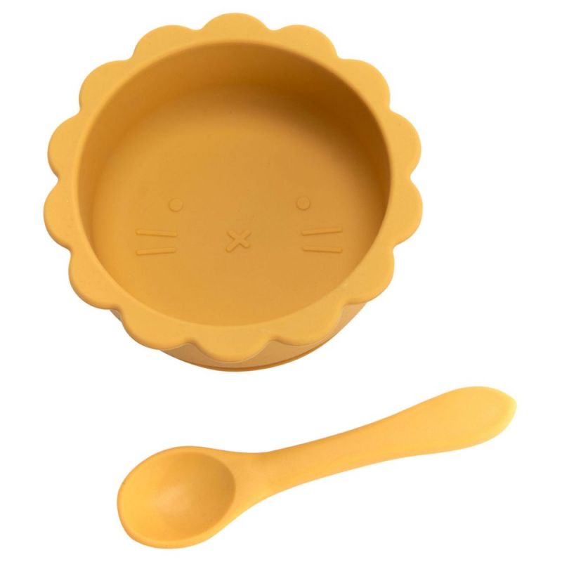 Bol ventouse + cuillère en silicone jaune Amadeus Les Petits