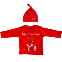 Set Tee-shirt personnalisable + bonnet Mon Premier Noël (6-12 mois)  par Les Griottes