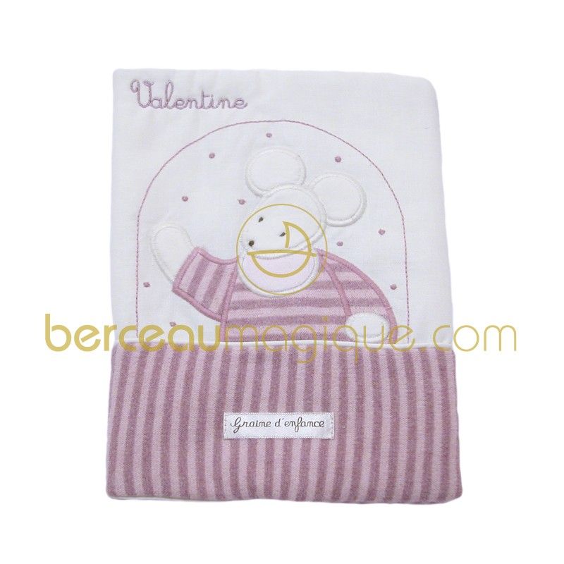 Protège carnet de santé Souris rose (Avec broderie) Moulin Roty