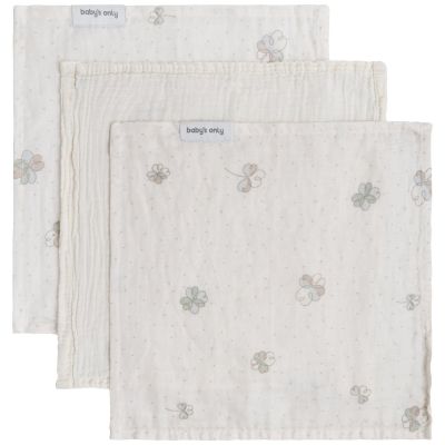 Lot de 3 mini lange Tender Linen/Clover (30 x 30 cm)  par Baby's Only