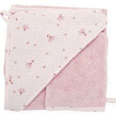 Cape de bain bambou + gant Lovely blossom (70 x 70 cm) - BB & Co