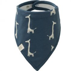 Bavoir bandana Girafe indigo blue en coton bio