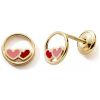 Boucles d'oreilles à vis Cercle Cœur (or jaune 375°) Baby bijoux Produit 1