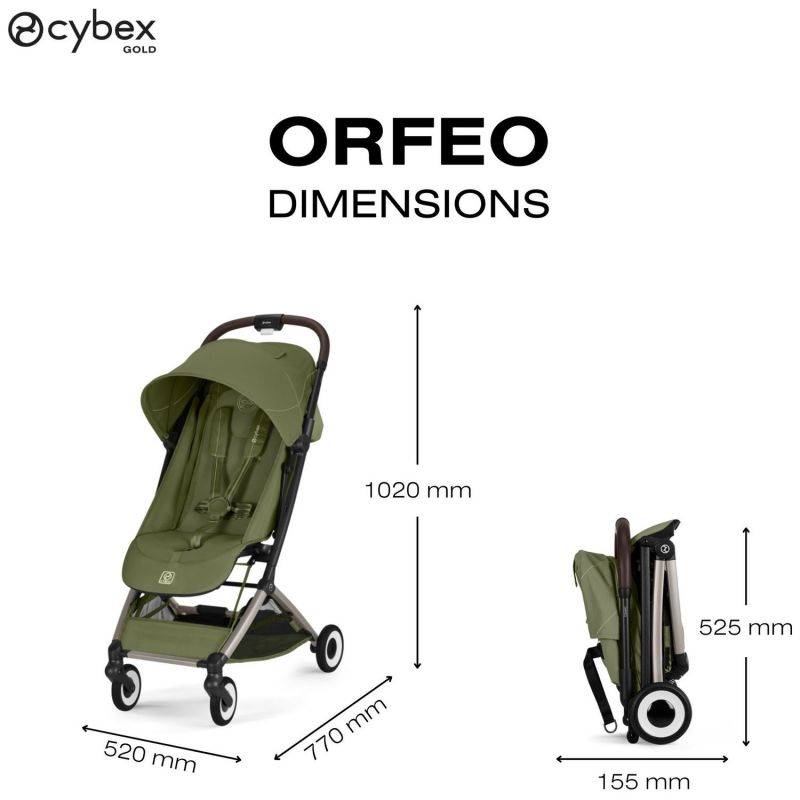 Poussette Ultra Compacte Orfeo 2026 châssis Taupe Moss Green Cybex Produit 4