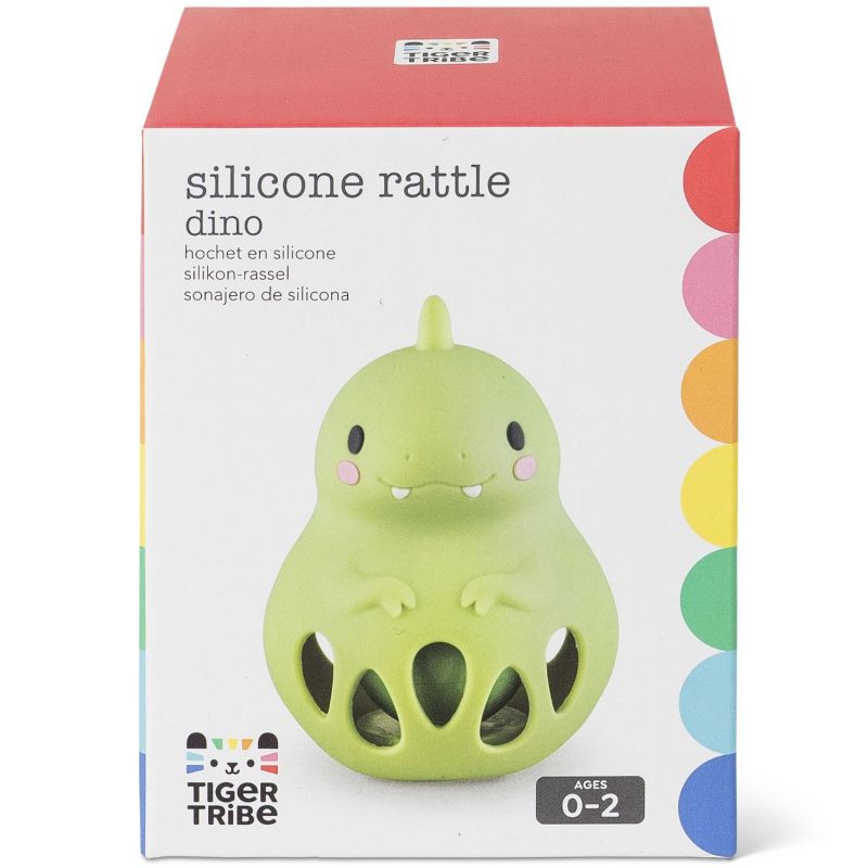 Hochet et anneau de dentition en silicone Dino Tiger Tribe Packaging 8