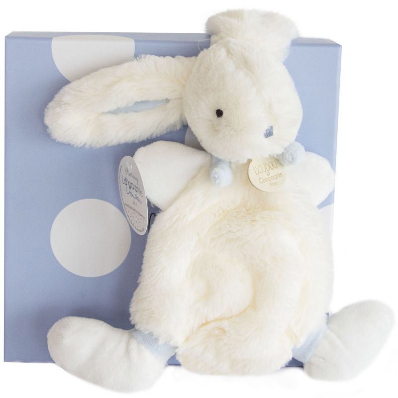 Coffret doudou plat bleu Mon tout petit Lapin Bonbon (26 cm) Doudou et Compagnie