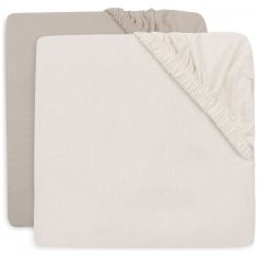 Lot de 2 draps housses en jersey pour matelas de parc Oatmeal-Sand (75 x 95 cm) - Reconditionné - Jollein