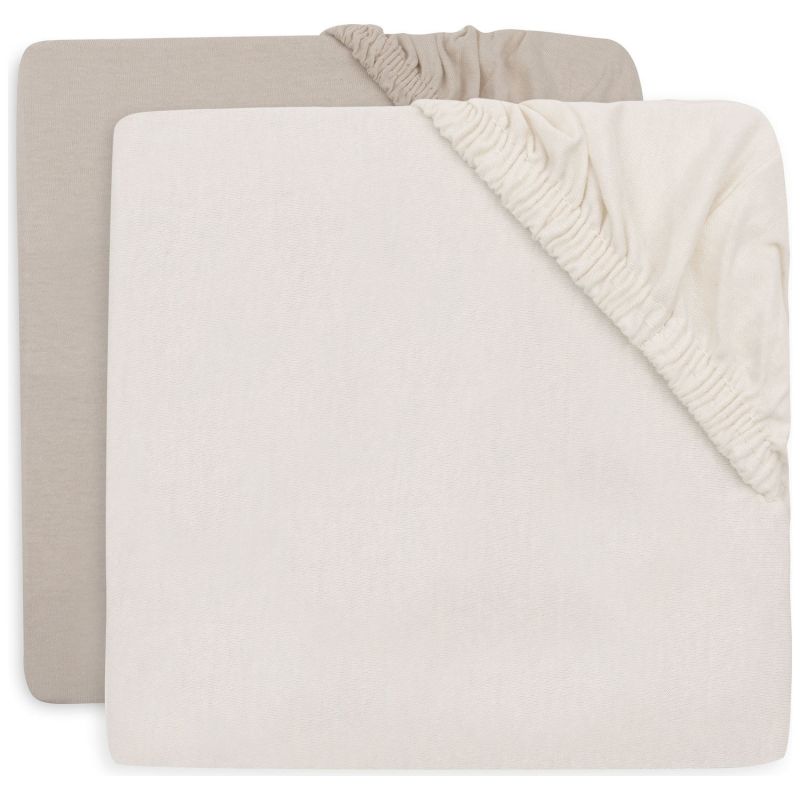Lot de 2 draps housses en jersey pour matelas de parc Oatmeal-Sand (75 x 95 cm) - Reconditionné Jollein Produit 1