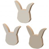 Set de 3 patères en bois Lapin