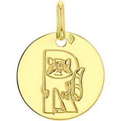 Médaille R comme raton laveur personnalisable (or jaune 750°)