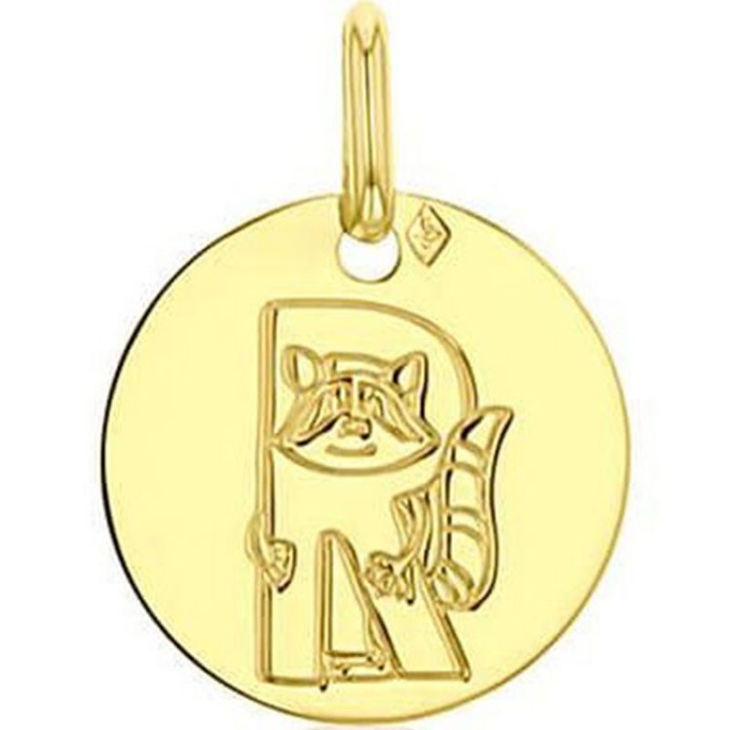 Médaille R comme raton laveur personnalisable (or jaune 750°) Maison Augis