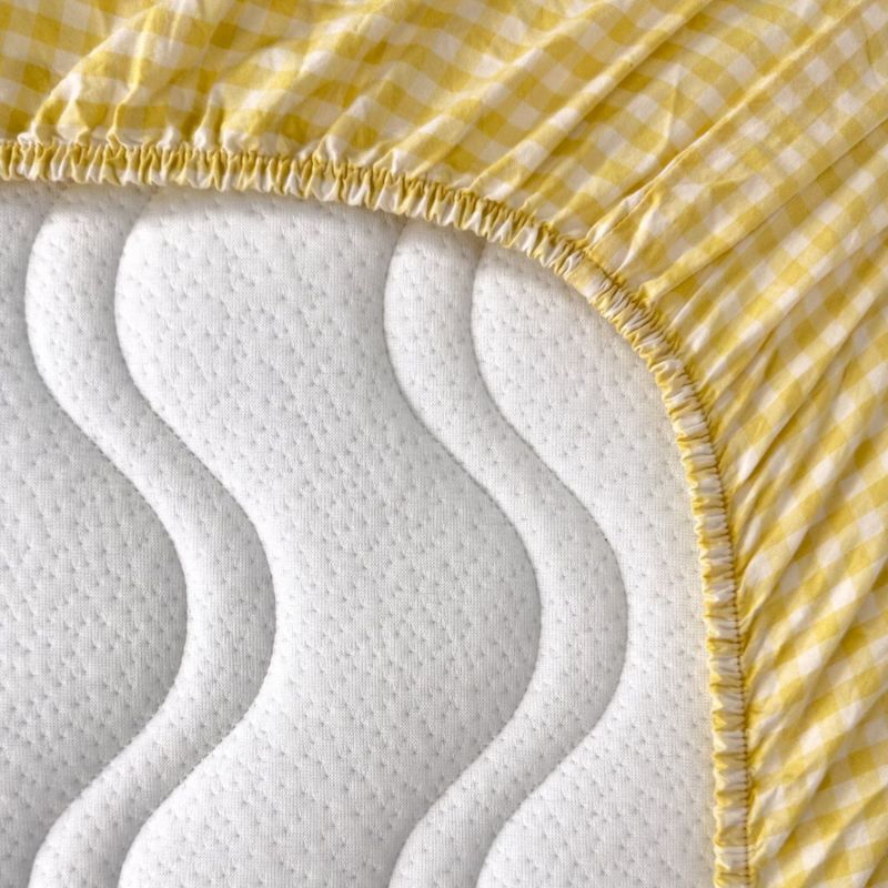 Drap housse percale de coton Vichy Tournesol (70 x 140 cm) Kadolis Produit 3