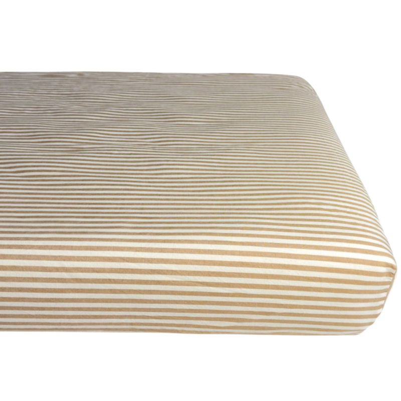 Drap housse en percale de coton Rayé Ambre (50 x 83 cm) Kadolis Produit 1