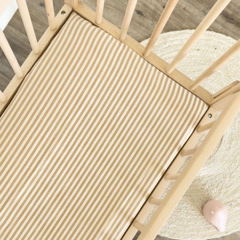 Drap housse en percale de coton Rayé Ambre (50 x 83 cm) Kadolis Ambiance 2