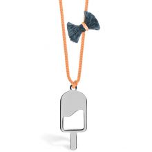 Collier cordon corail pendentif Mini Coquine glace 18 mm (argent 925°)  par Coquine