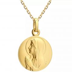 Collier chaîne médaille Vierge Ave Maria personnalisable (plaqué or)