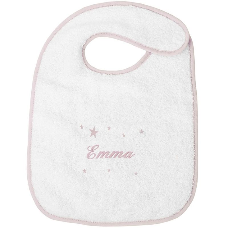 Bavoir à velcro étoile rose (personnalisable) ANVIE