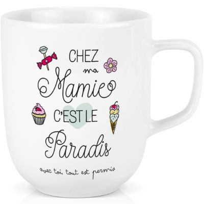 Mug en céramique XL Chez ma Mamie c'est le paradis (600 ml) Créa Bisontine