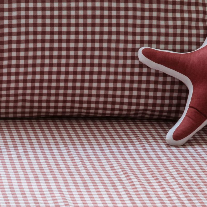 Drap housse percale de coton Vichy Sienne (50 x 83 cm) Kadolis Produit 4