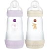 Lot de 2 biberons Easy Start anti-colique Lilas+Sable Tétine Débit 2 (260 ml) MAM Produit 1