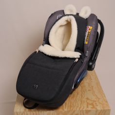 Chancelière capuche souris en laine gris foncé (0-12 mois)