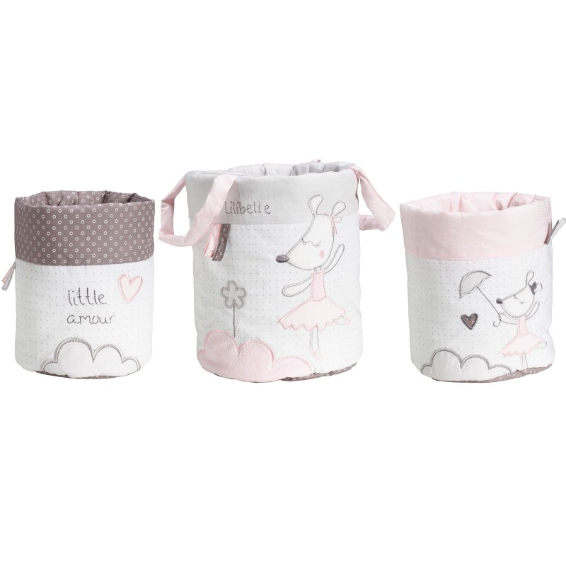 Lot de 3 paniers de toilette Lilibelle Sauthon