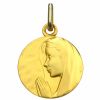 Médaille ronde Vierge priante 15 mm (or jaune 750°) - Premiers Bijoux