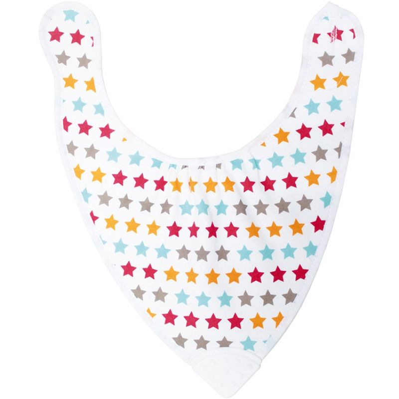 Bavoir bandana avec anneau de dentition étoiles Babycalin