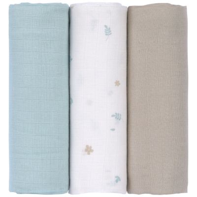 Lot de 3 langes mousseline Floral (80x80 cm)