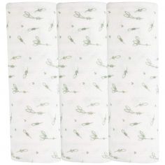 Lot de 3 langes en mousseline Epi de blé (70 x 70 cm) - Trois Kilos Sept