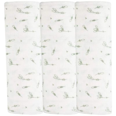 Lot de 3 langes en mousseline Epi de blé (70 x 70 cm) Trois Kilos Sept