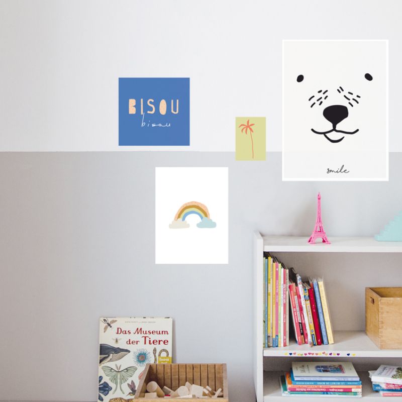 Lot de 4 petites affiches Bisous (10 x 15 à 40 x 30 cm) Mimi'lou
